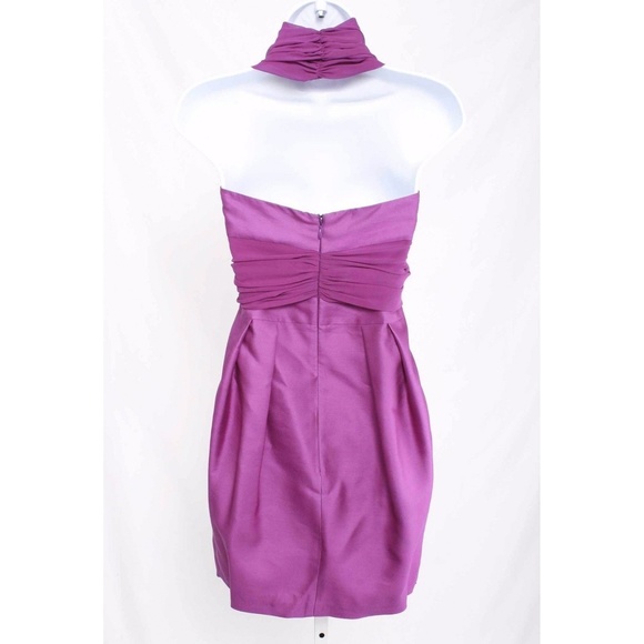 SINHA-STANIC Runway Purple Silk & Wool Blend Halter Mini Dress - Picture 4 of 8